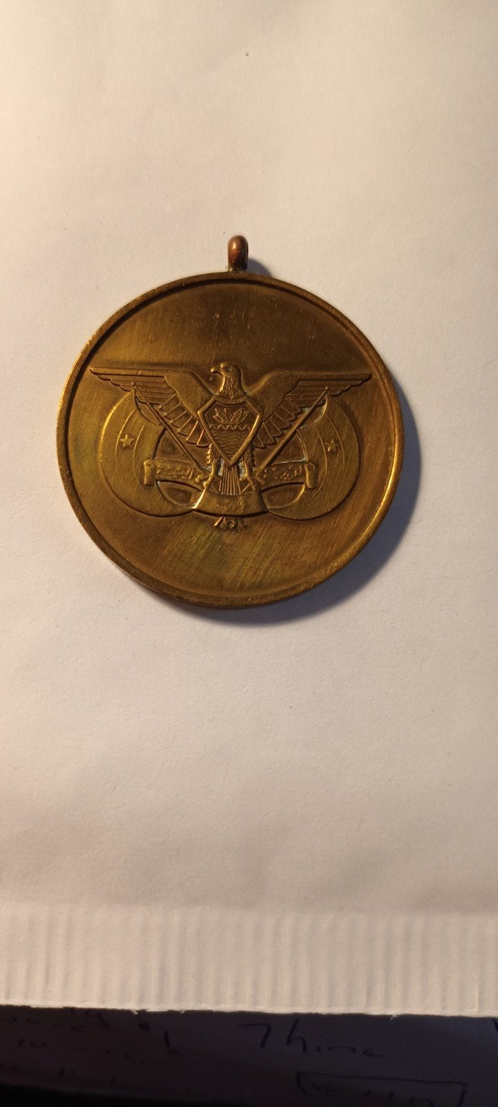Vintage Medaille met Adelaar en Twee Figuren, Ophalen of Verzenden