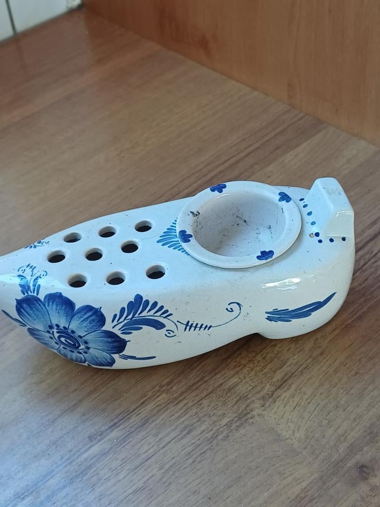 Delfts Blauw Klompje Bloemenhouder - Uniek Decoratiestuk, Ophalen of Verzenden