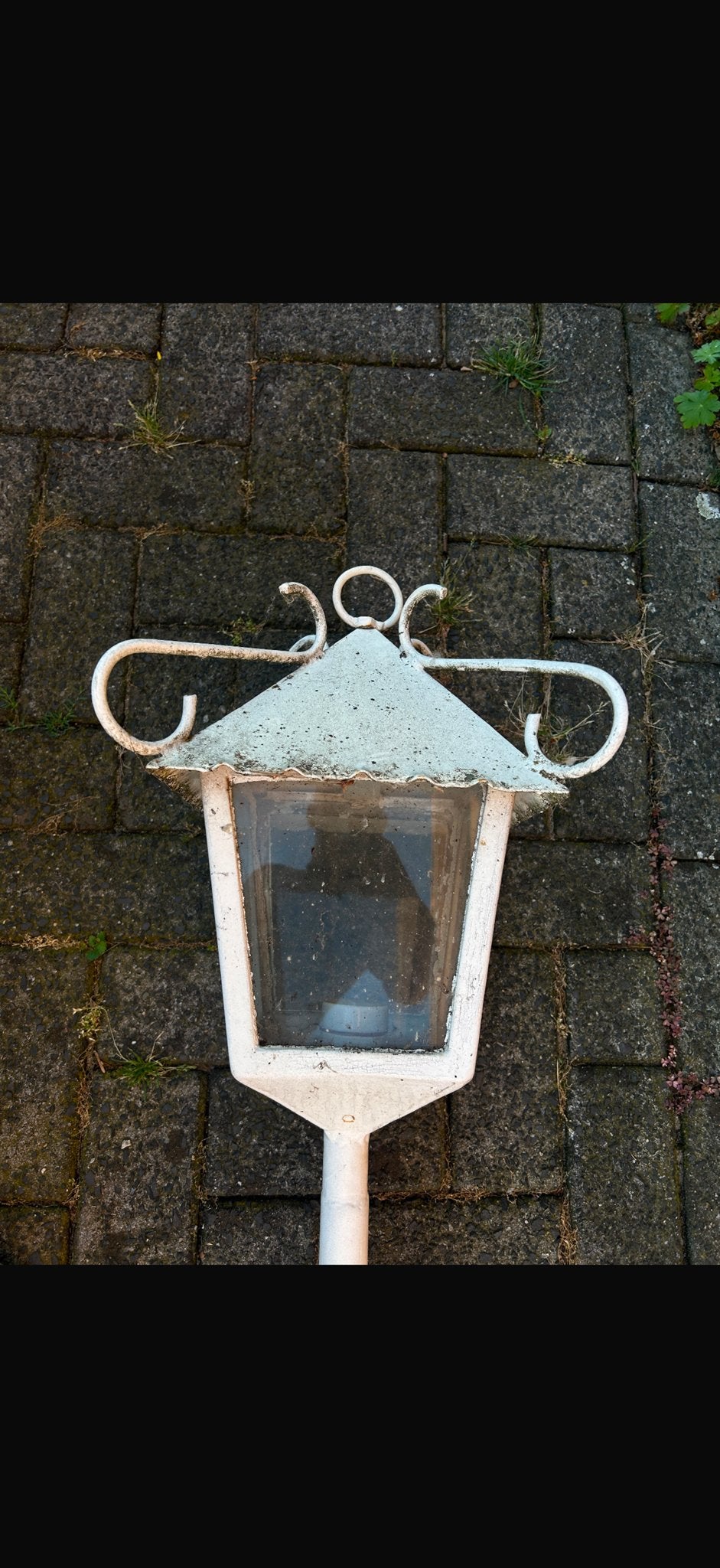 Vintage buitenlamp - Witte lantaarnpaal, Ophalen, Gebruikt, Wit, Vintage