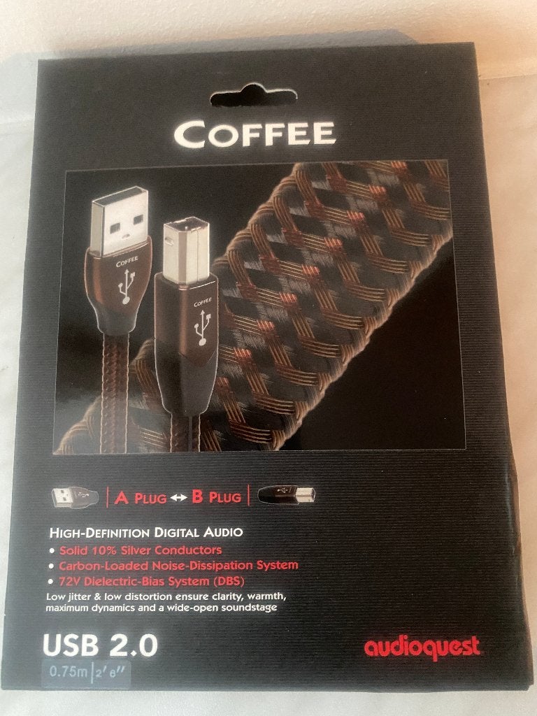 AudioQuest Coffee USB 2.0 A-B 0,75m – 72V DBS, Ophalen of Verzenden, Gebruikt, Minder dan 2 meter, Overige kabels