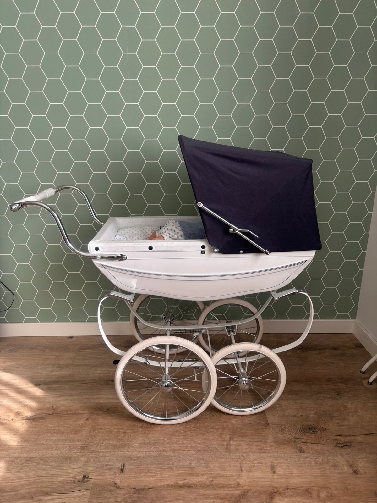 Silvercross poppenwagen +  Reborn baby Sunny, Verzamelen, Ophalen, Zo goed als nieuw, Babypop, Levensecht of Reborn