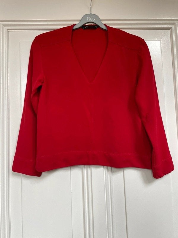 Zara rode top-blouse XS, valt als S-M, Zara, Ophalen of Verzenden, Zo goed als nieuw, Maat 36 (S)