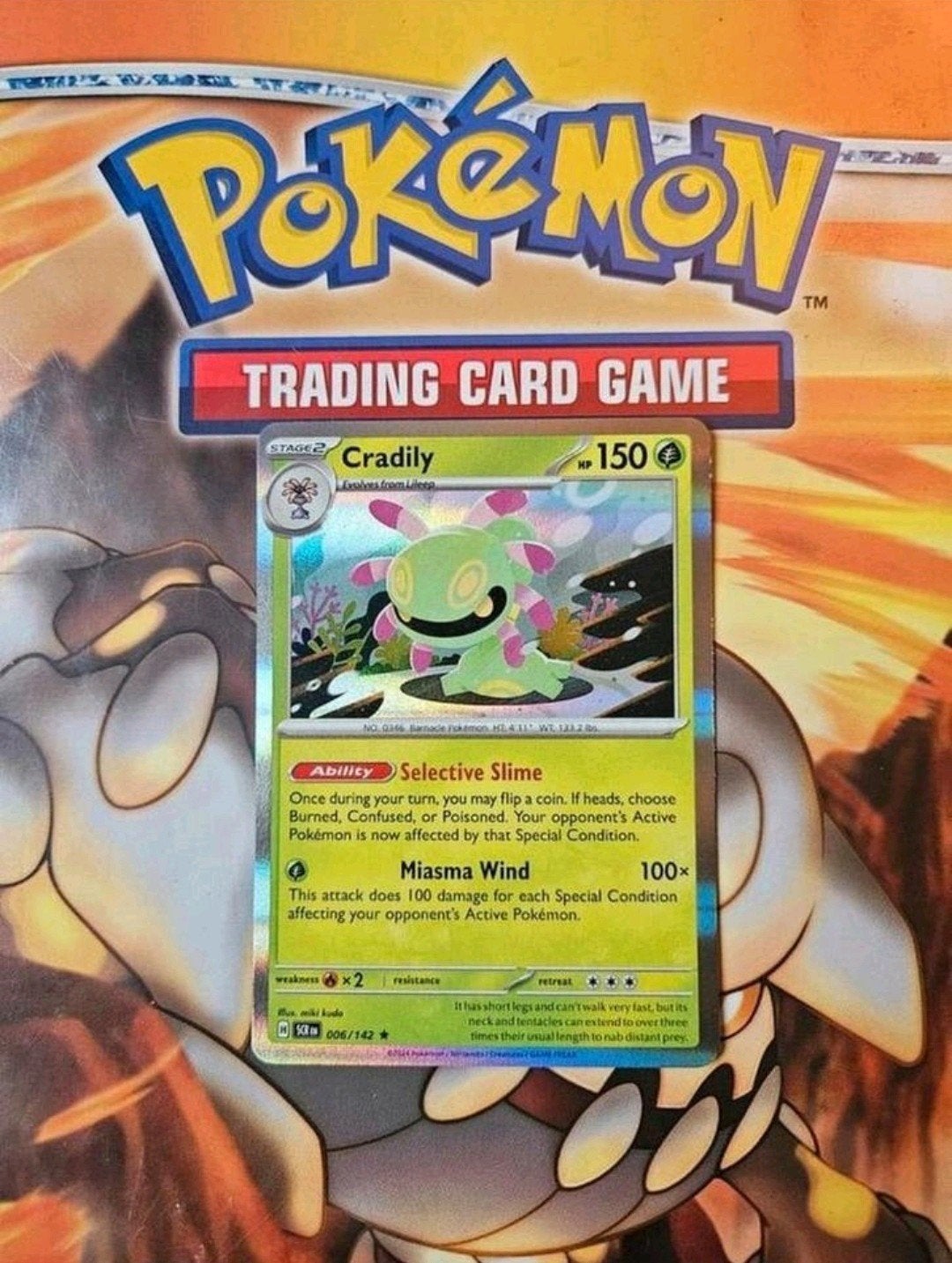 Cradily 006/142 holo rare Stellar Crown pokemon kaart nm, Ophalen of Verzenden, Zo goed als nieuw, Losse kaart, Foil