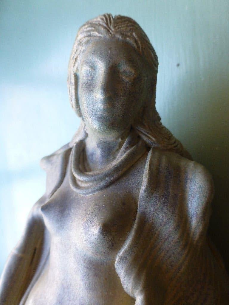 Sculptuur lampvoet Keramiek ‘Naakte Vrouw’ Georges Delièges, Verzenden, 20 - 50 cm, Steen of Keramiek, Beeld