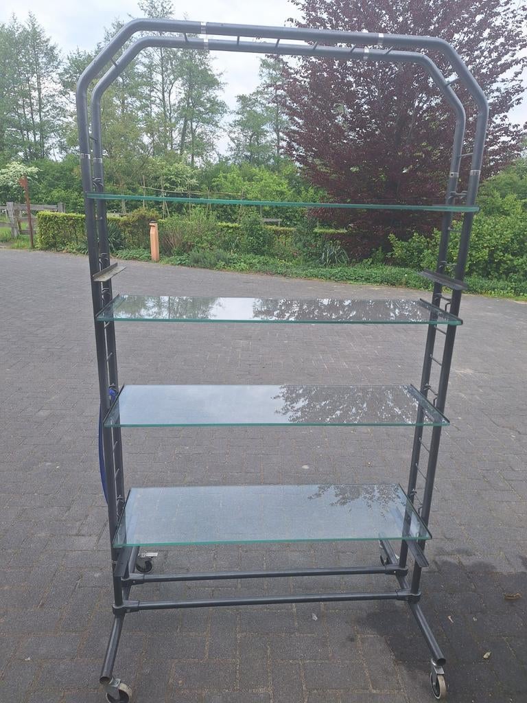 Mobiele stelling, met veiligheids glasplaten., Ophalen