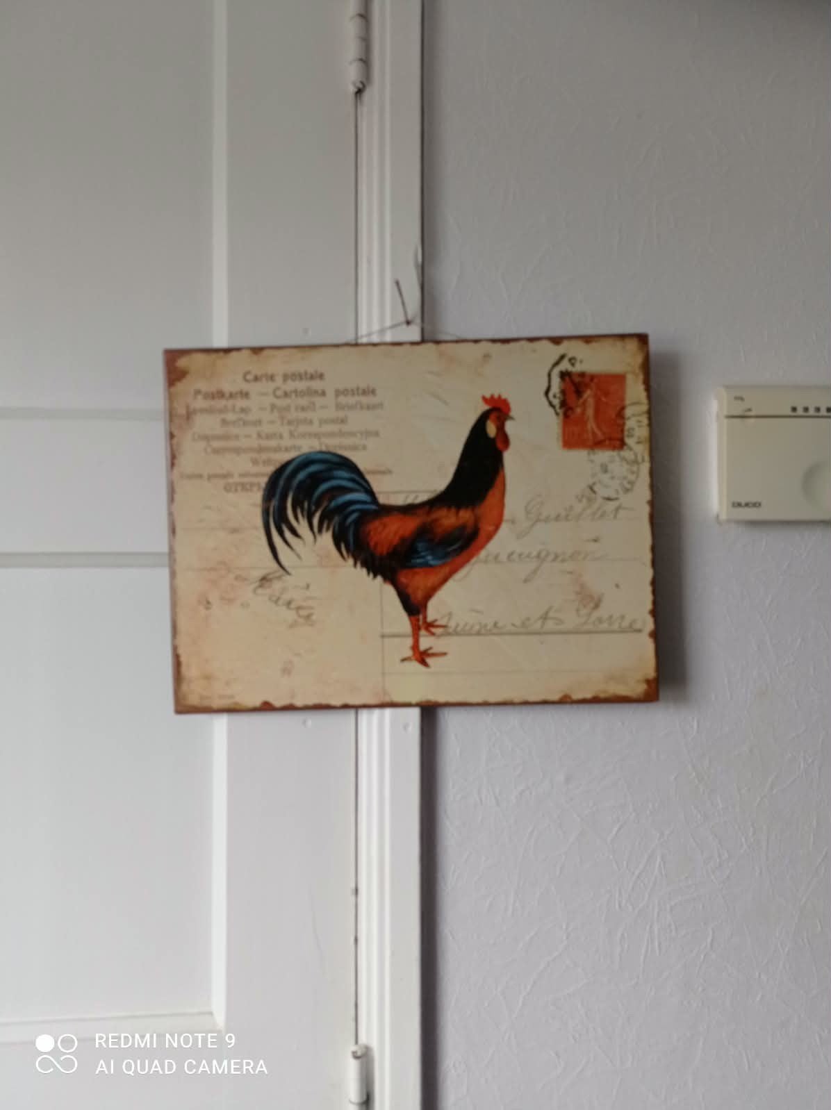 Decoratief wandbord met haan, vintage stijl, Gebruikt, Hout, Ophalen of Verzenden, Wandbord of Wandpaneel
