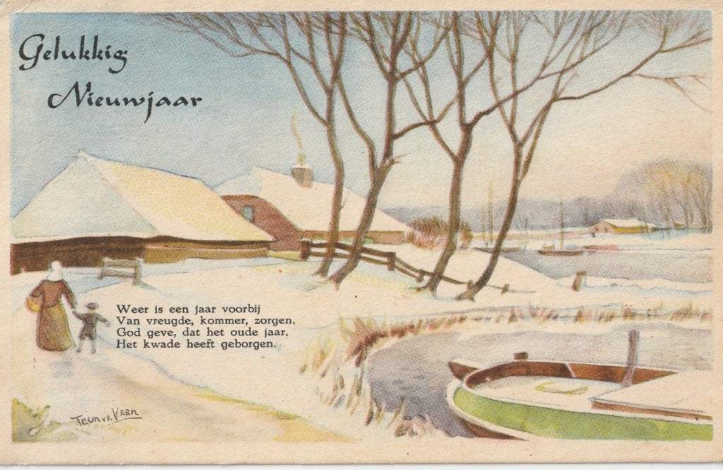 KERST RIJM TEKN TEUN VD VEEN UIT 1949 ZEER MOOIE KAART KN834, Ophalen of Verzenden, 1940 tot 1960, Gelopen, Overige thema's
