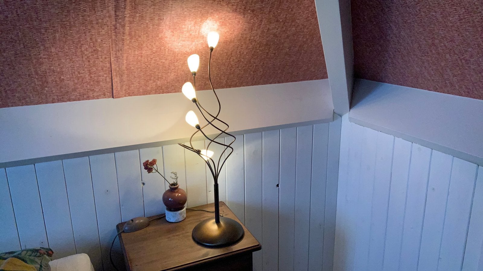 Kelkjes tafellmp, dimbaar, 2x, Ophalen, Zo goed als nieuw, Glas