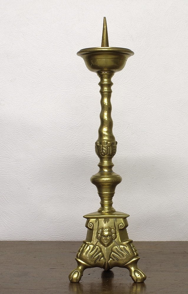 Antieke Vlaamse Barok kandelaar, omstreeks 1700., Ophalen of Verzenden, Koper of Brons