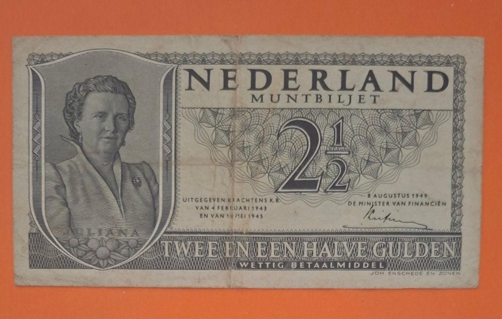 Muntbiljet 2,5 gulden 1949 Juliana, cat. PL17.a, Postzegels en Munten, Bankbiljetten | Nederland, Verzenden, 2½ gulden, Los biljet