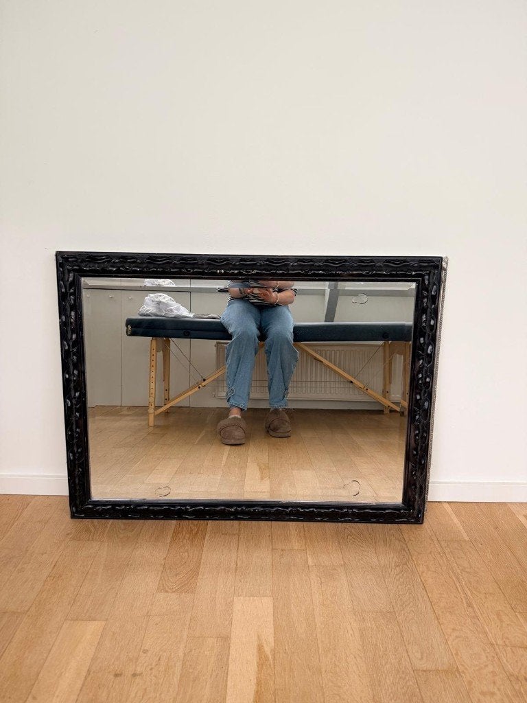 Grote spiegel met donker ornament frame – ca. 101x77 cm, Ophalen, Gebruikt, 100 tot 150 cm, 75 tot 100 cm