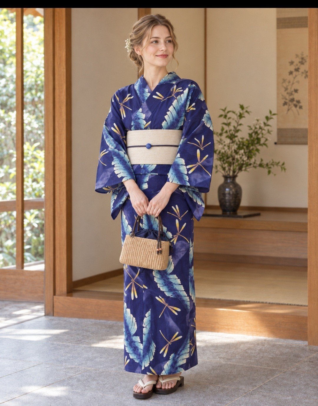 Prachtige vintage Japanse AZECRA kimono/yukata – 100% katoen, Ophalen of Verzenden