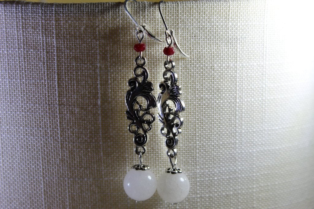 Kwarts Oorbellen met Witte Steen - Chakra oorbel, Overige materialen, Hangers, Wit, Nieuw