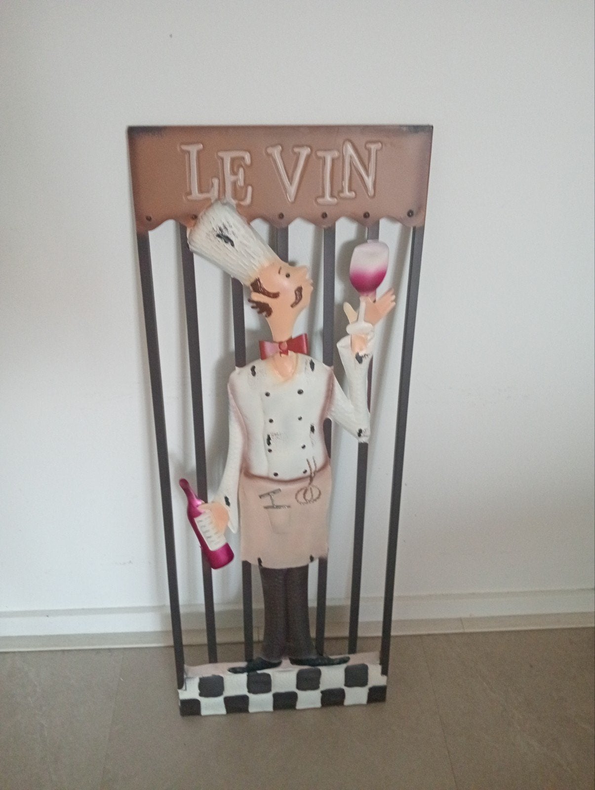 Wanddecoratie Le Vin - Chef-kok met wijn, Gebruikt, Meerkleurig, Overige stijlen, Ophalen of Verzenden