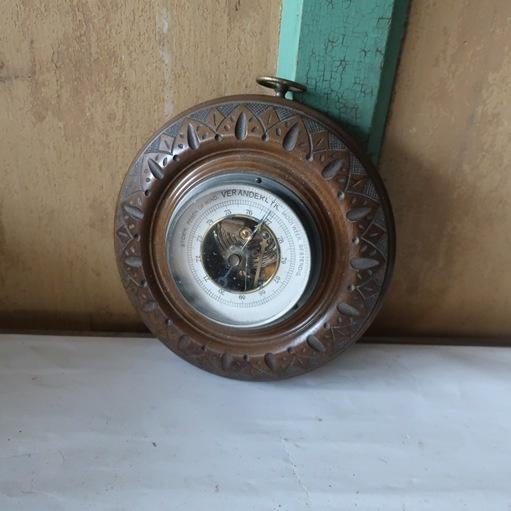Barometer weerstation origineel Ø 18 cm vintage retro, Antiek en Kunst, Antiek | Gereedschap en Instrumenten, Ophalen of Verzenden