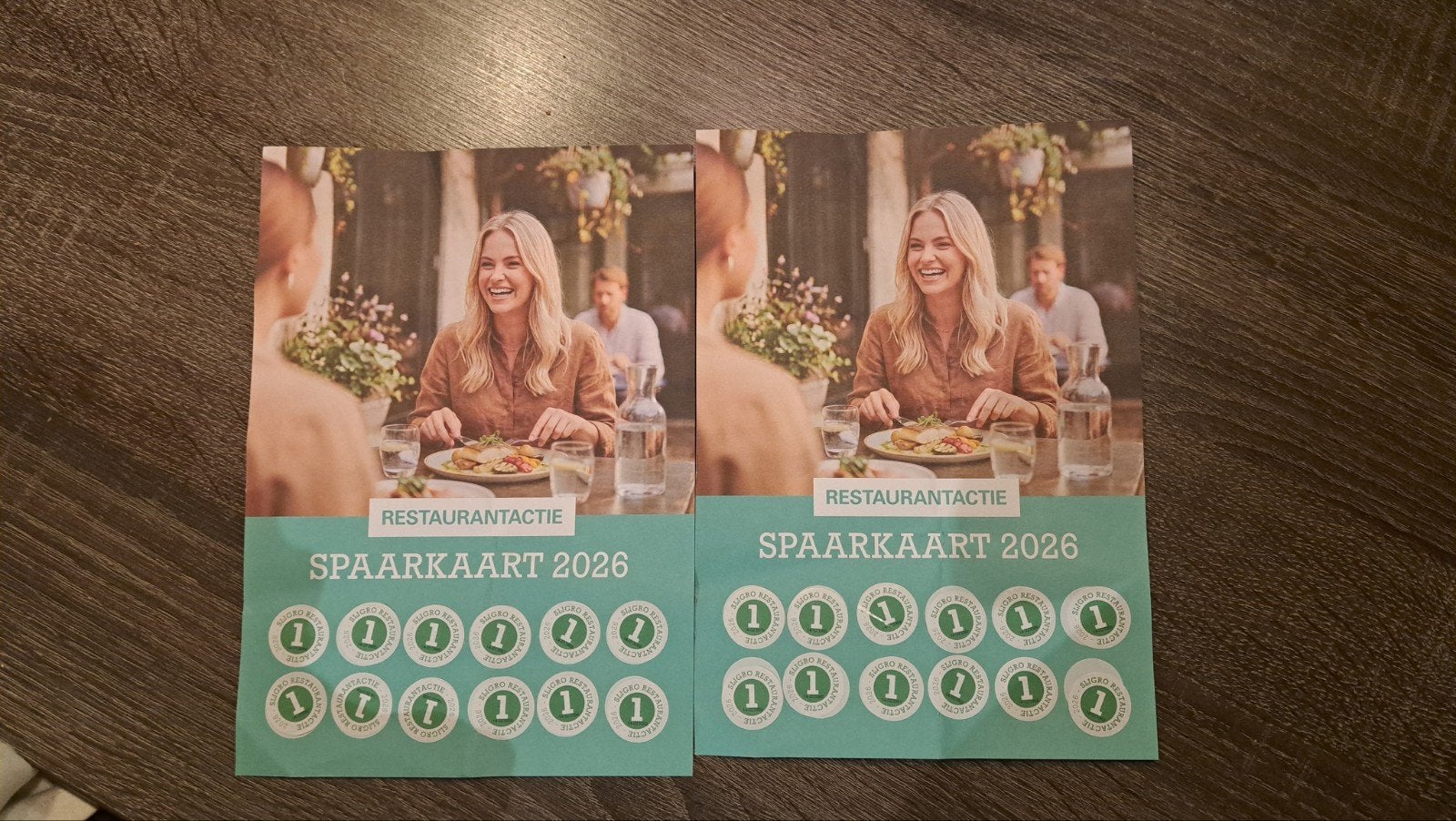 2 volle kaart Sligro restaurant spaaractie zegels, Verzenden, Winkel, Super of Benzinepomp, Zegels, Bonnen of Punten