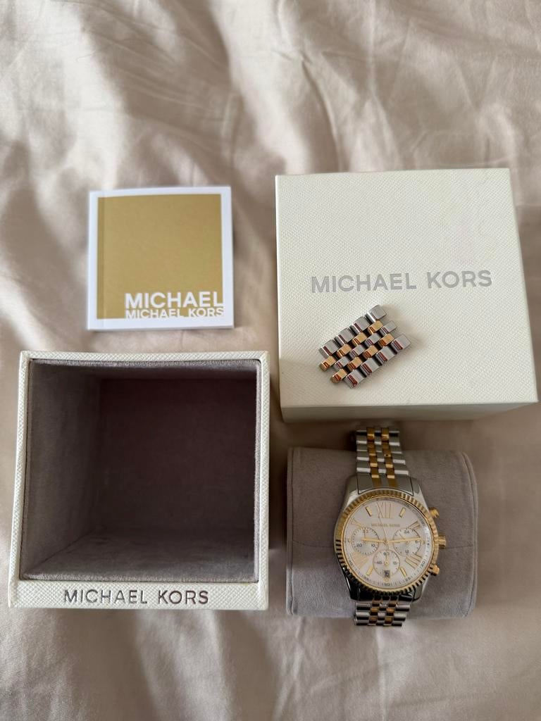 Michael Kors horloge zilver/goud, Staal, Polshorloge, Zo goed als nieuw, Ophalen