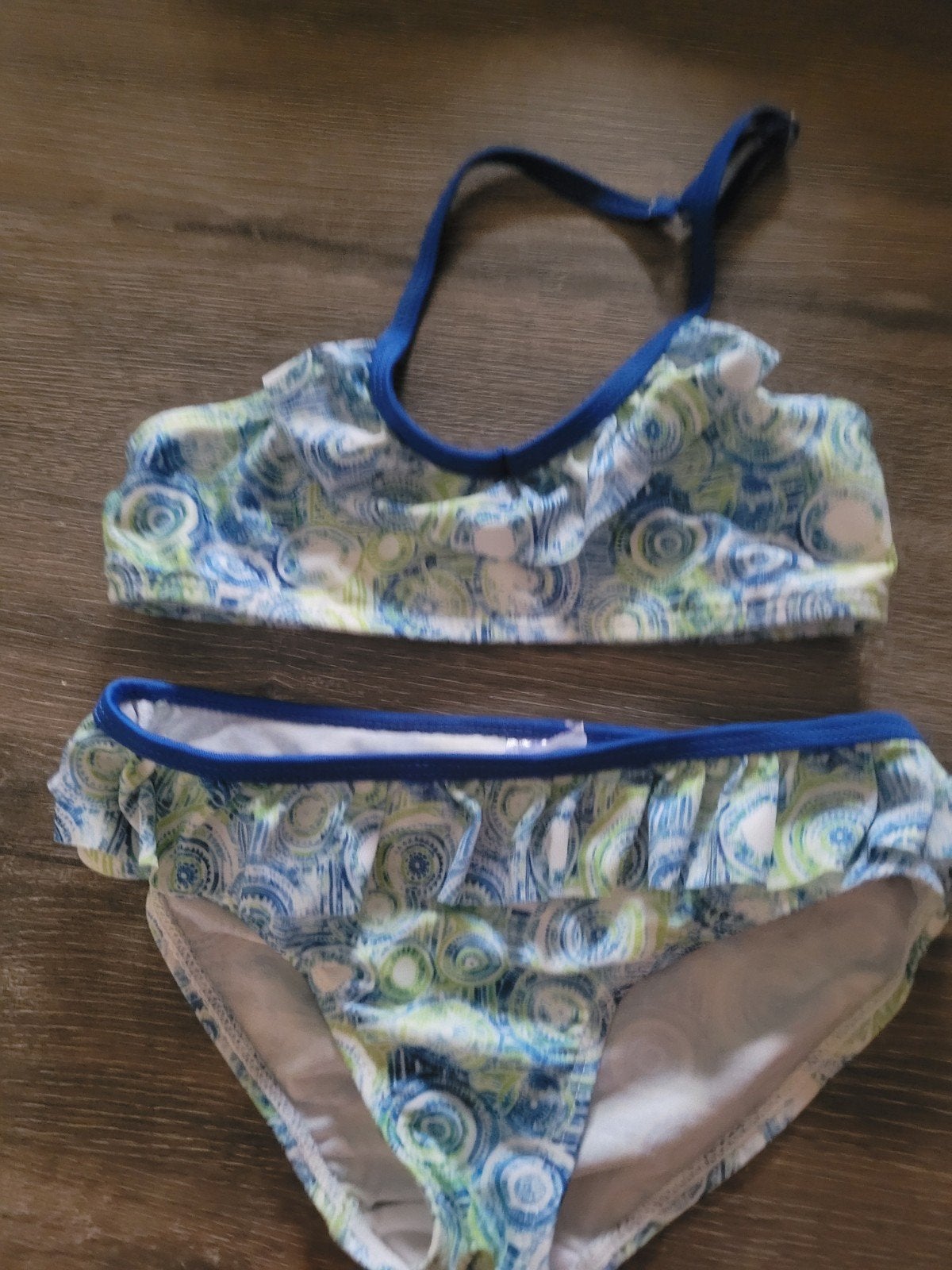 Leuke bikini met ruches - Maat 104/110, Ophalen of Verzenden, Gedragen, Meerkleurig, Bikini