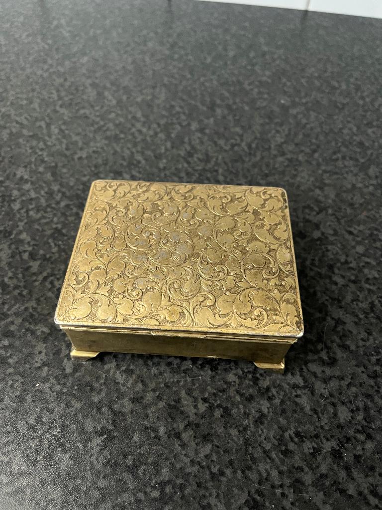 Vintage Foreign tinnen juwelen / sieraden kistje , doosje, Antiek en Kunst, Ophalen of Verzenden