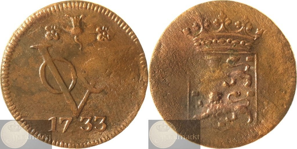 V.O.C. - West-Friesland - Duit 1733 - Enkhuizen, Ophalen of Verzenden, Vóór koninkrijk, Overige waardes, Losse munt