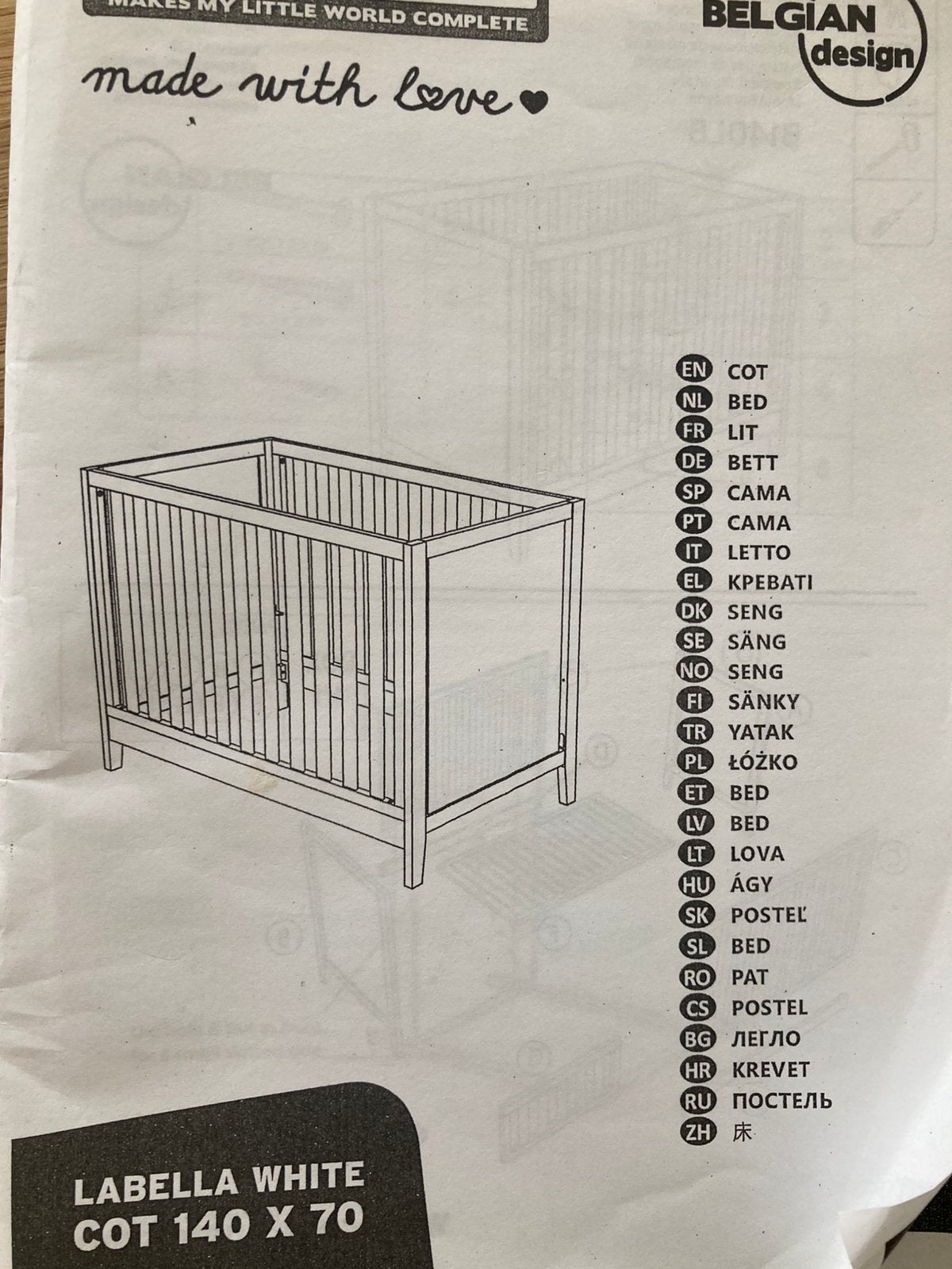 Ledikant 1.40 x 70 cm  inclusief matras gratis, Ophalen, Gebruikt, Ledikant
