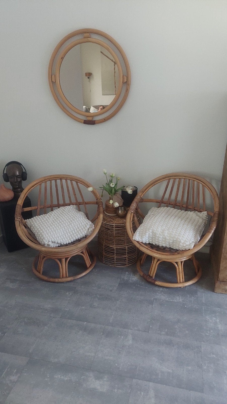 rotan vintage kuipstoelen draaibaar retro stoelen jaren 70, Ophalen, Huis en Inrichting
