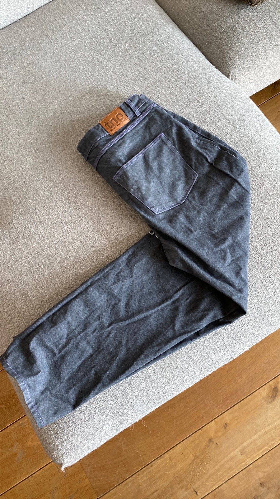 TNO jeans blauw en grijs xxl met opdruk, Ophalen of Verzenden, Zo goed als nieuw, Blauw, W36 - W38 (confectie 52/54)
