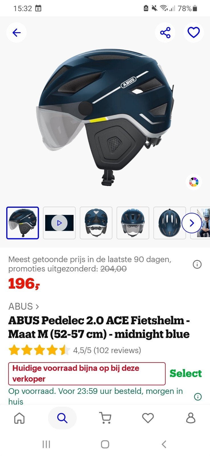 ABUS Pedelec 2.0 ACE Fietshelm - Maat M - Midnight Blue, Fietsen en Brommers, Fietsaccessoires | Fietshelmen, Ophalen of Verzenden