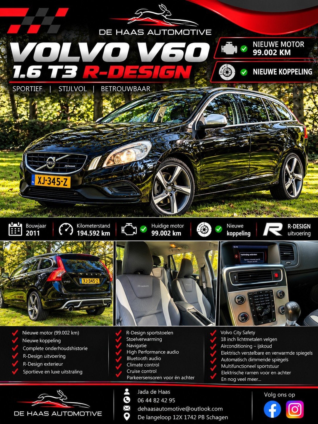 Volvo V60 T3 R-Design | Nieuwe Motor: 99.002 KM + Koppeling, Auto's, Voorwielaandrijving, 1596 cc, 15 km/l, 4 cilinders