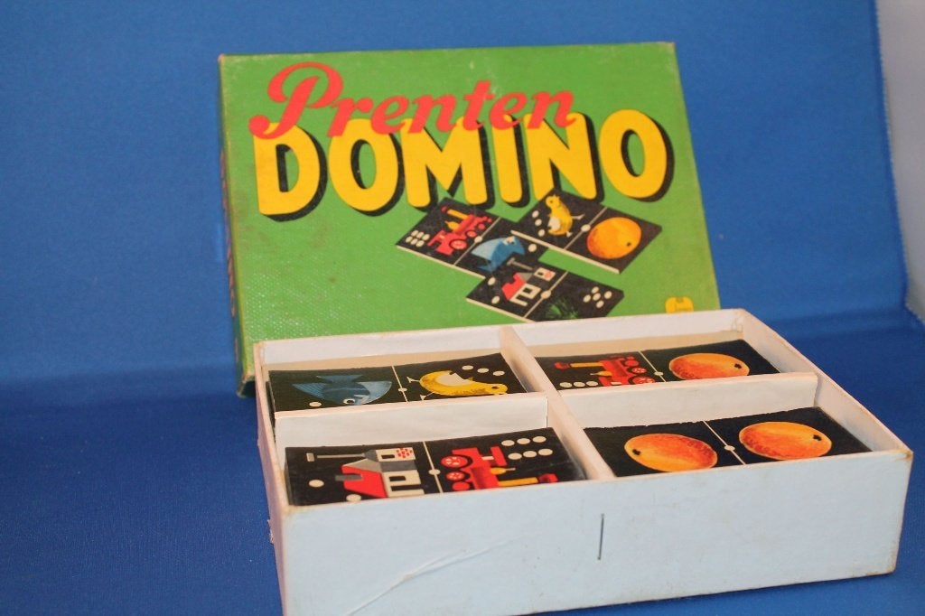 Jumbo Prenten Domino, vintage, 27 kaartjes. 1A9, Tweedehands verkoop, Tweedehands verkoop, Gebruikt, Ophalen of Verzenden