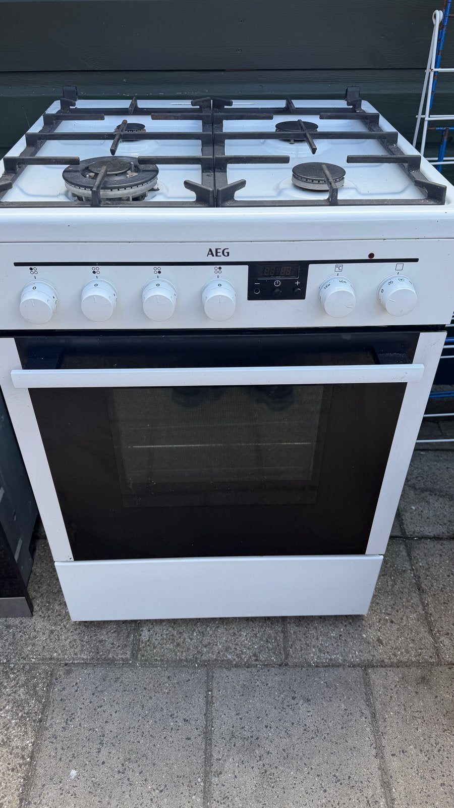AEG Vrijstaand Gasfornuis met Oven - Wit, Witgoed en Apparatuur, Ophalen, Gebruikt, 60 cm of meer, Grill