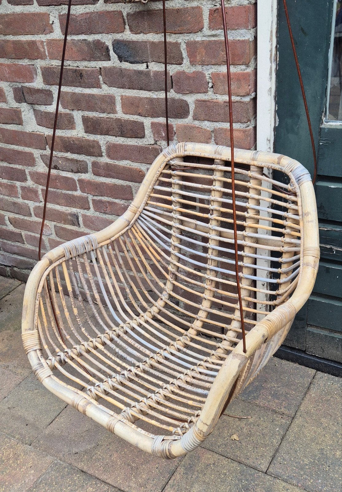 Vintage Rotan Hangstoel - Uniek Design, Ophalen, Gebruikt, Overige kleuren, Riet of Rotan