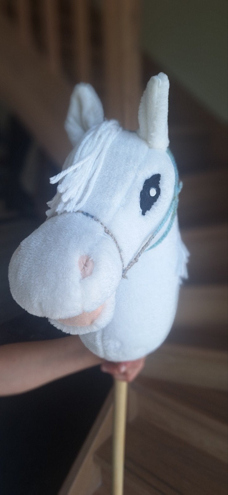 Witte Hobby Horse Stokpaardje, Ophalen, Zo goed als nieuw, Jongen of Meisje