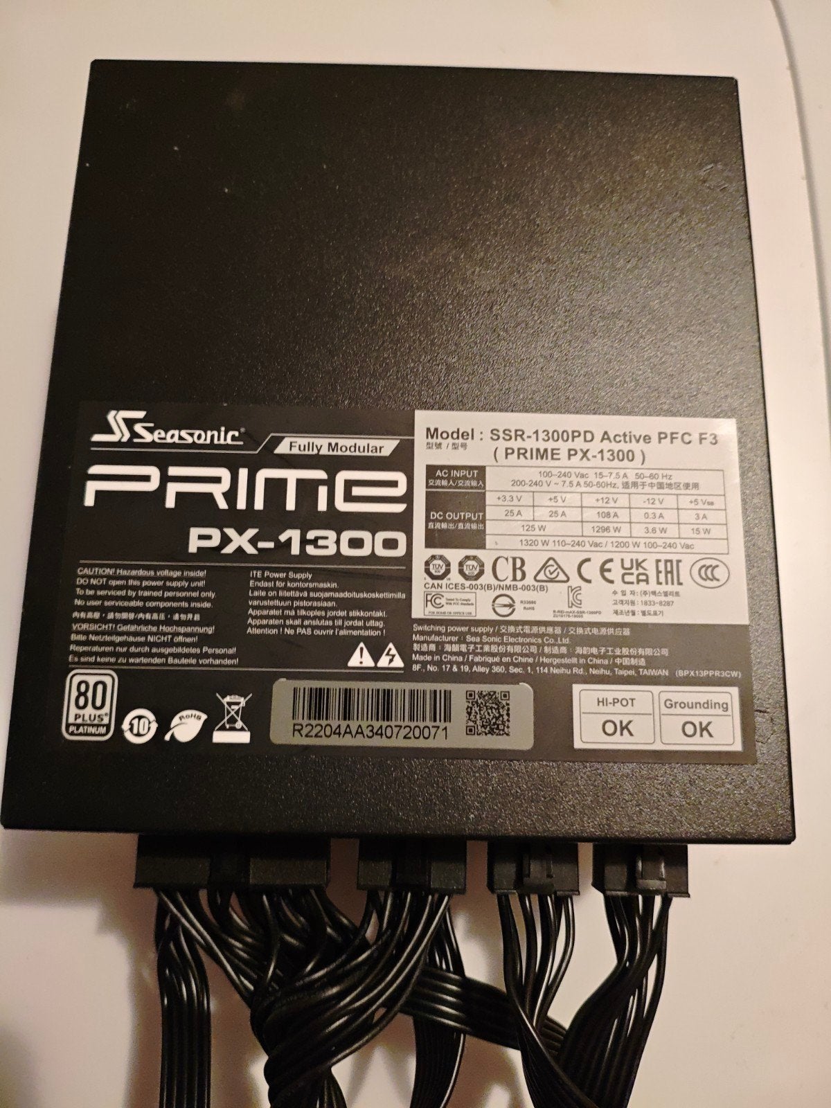 Seasonic Prime PX-1300 Platinum Voeding (PSU), Ophalen of Verzenden