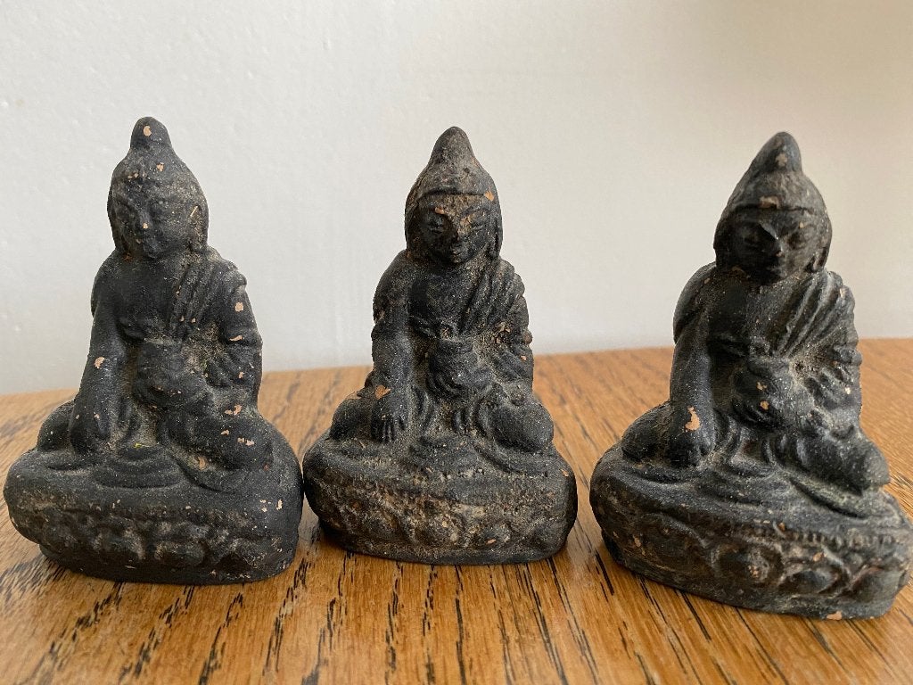 Drie Boeddha’s van terracotta, Ophalen of Verzenden