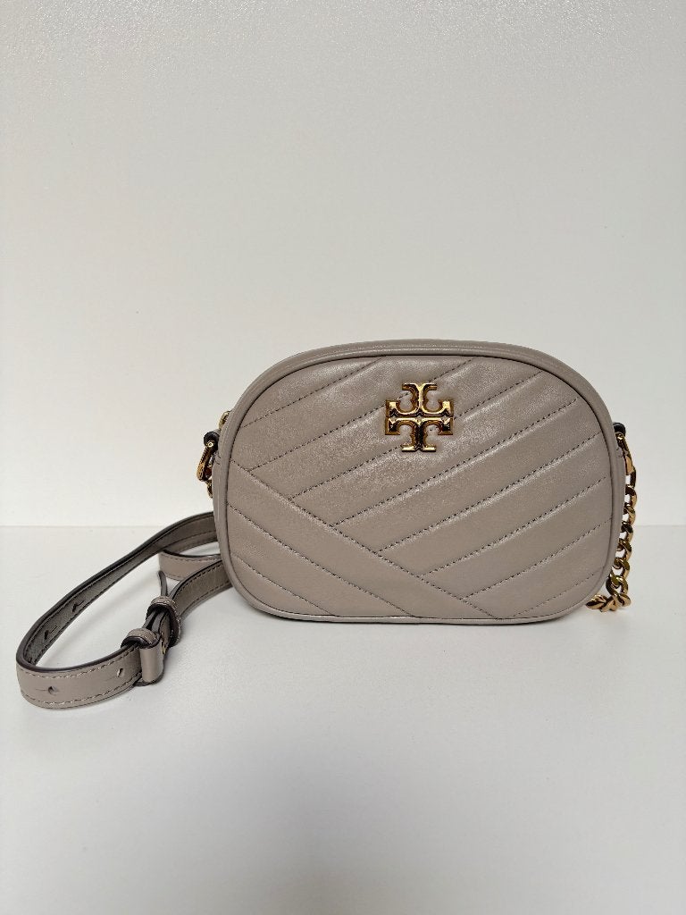 TORY BURCH grijs/beige taupe leer crossbody bag tas, Ophalen of Verzenden, Zo goed als nieuw, Overige kleuren, Schoudertasje