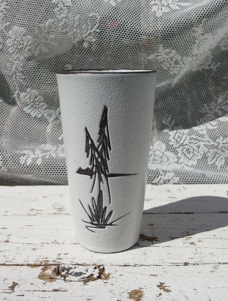 Retro vaasje bekervorm met landschapje. Jaren 60 /70 Vintage, Antiek en Kunst, Ophalen of Verzenden