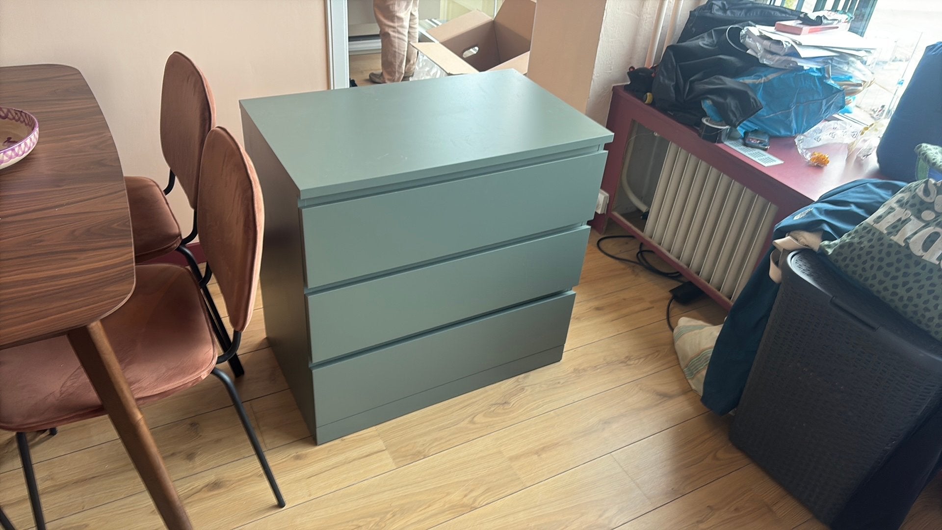 IKEA MALM ladekast groengrijs met 3 lades, Ophalen, Gebruikt, 50 tot 100 cm, 3 of 4 laden