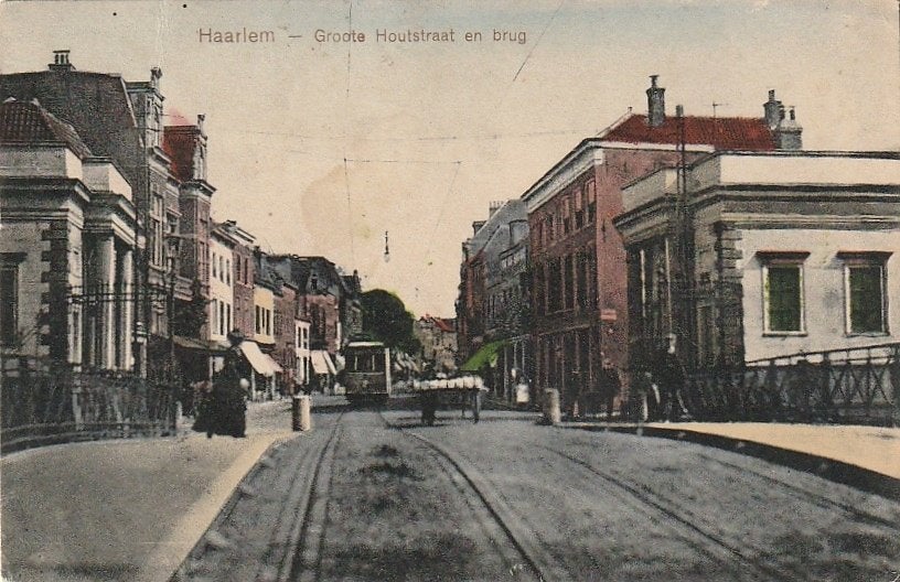 Haarlem groote houtstraat  tram, Ophalen of Verzenden, Voor 1920, Gelopen, Noord-Holland