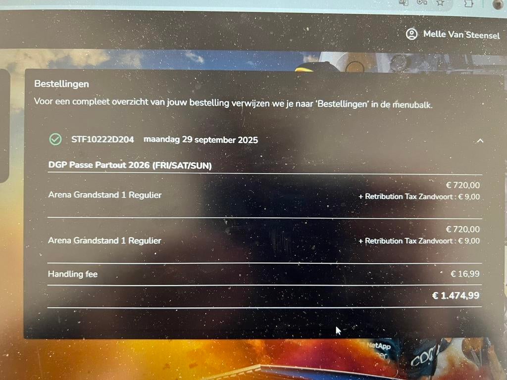 Zandvoort f1 tickets, Twee personen, Augustus