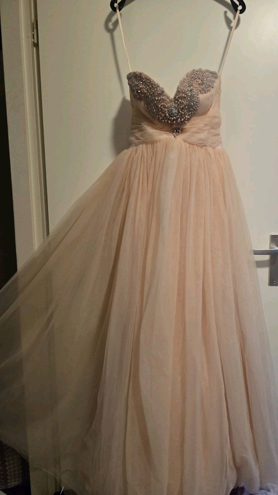 Elegante Roze Galajurk met Kralen Top, Ophalen, Galajurk, Roze, Maat 36 (S)