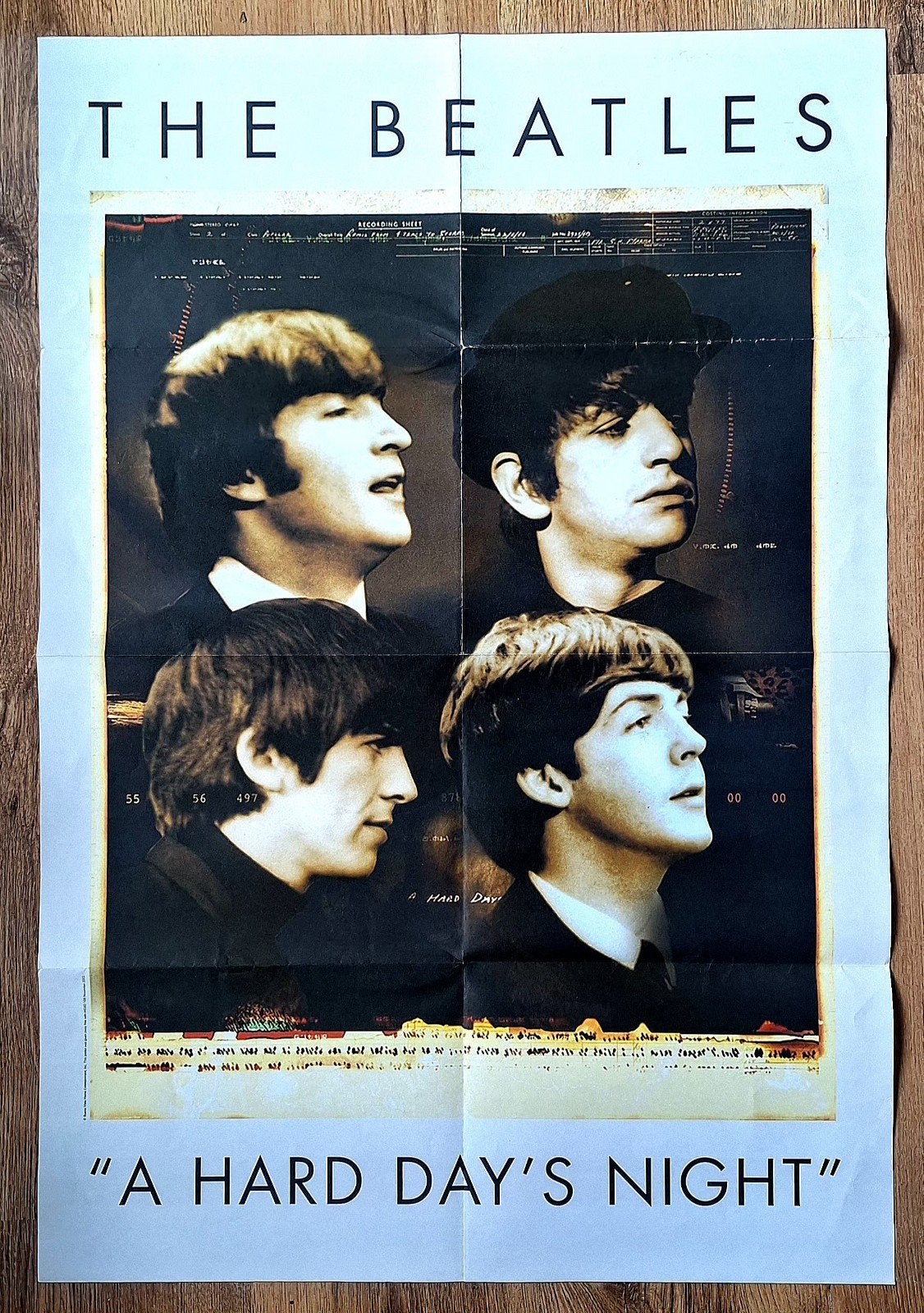 POSTER  THE BEATLES  A Hard Day's Night (80x55), Ophalen of Verzenden, Gebruikt, A1 t/m A3, Muziek