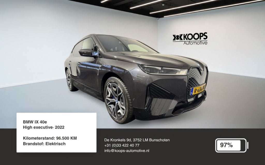 BMW iX High Executive 77 kWh | Laserlicht | Driving Assistan, Auto's, BMW, Automaat, 0 cilinders, Gebruikt, 327 pk