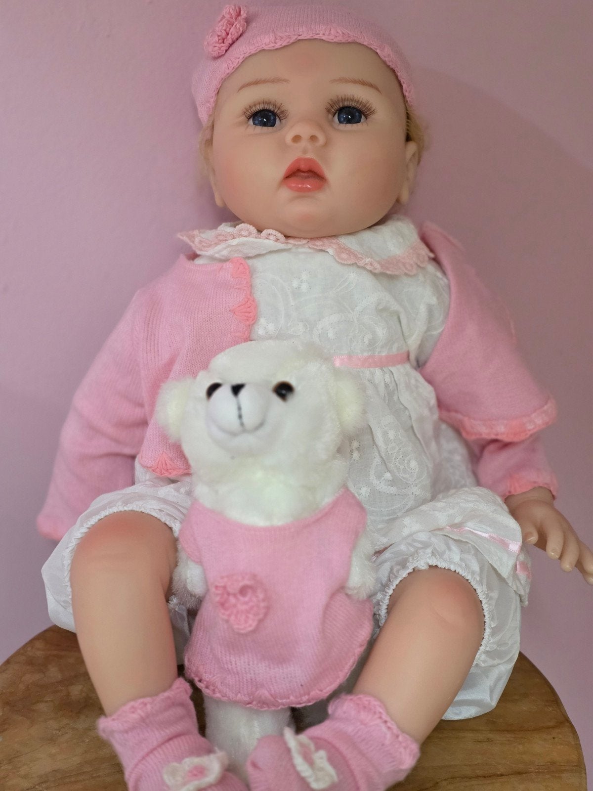 Reborn pop met knuffeltje, Ophalen of Verzenden, Zo goed als nieuw, Pop