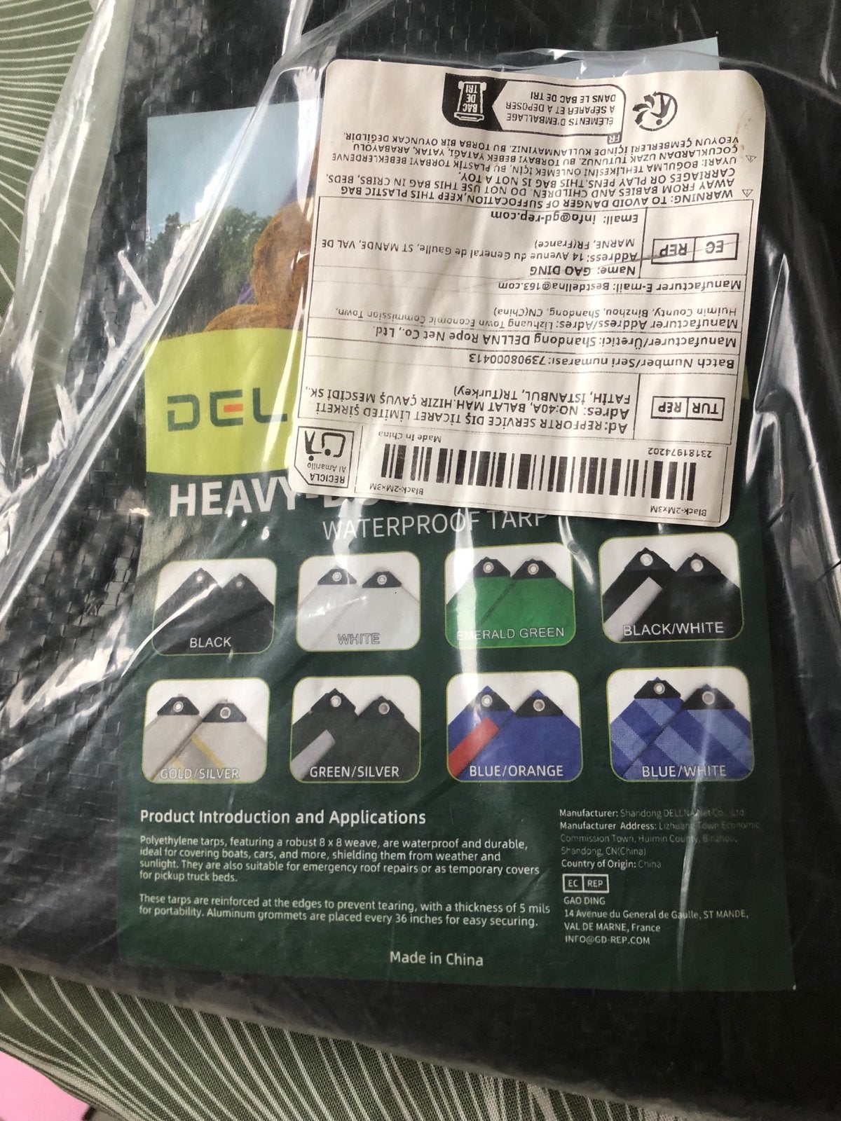 Zwart schaduwdoek/zeil UV-bestendig en waterdicht 2x3m, Tuin en Terras, Schaduwdoeken, Ophalen of Verzenden, Nieuw