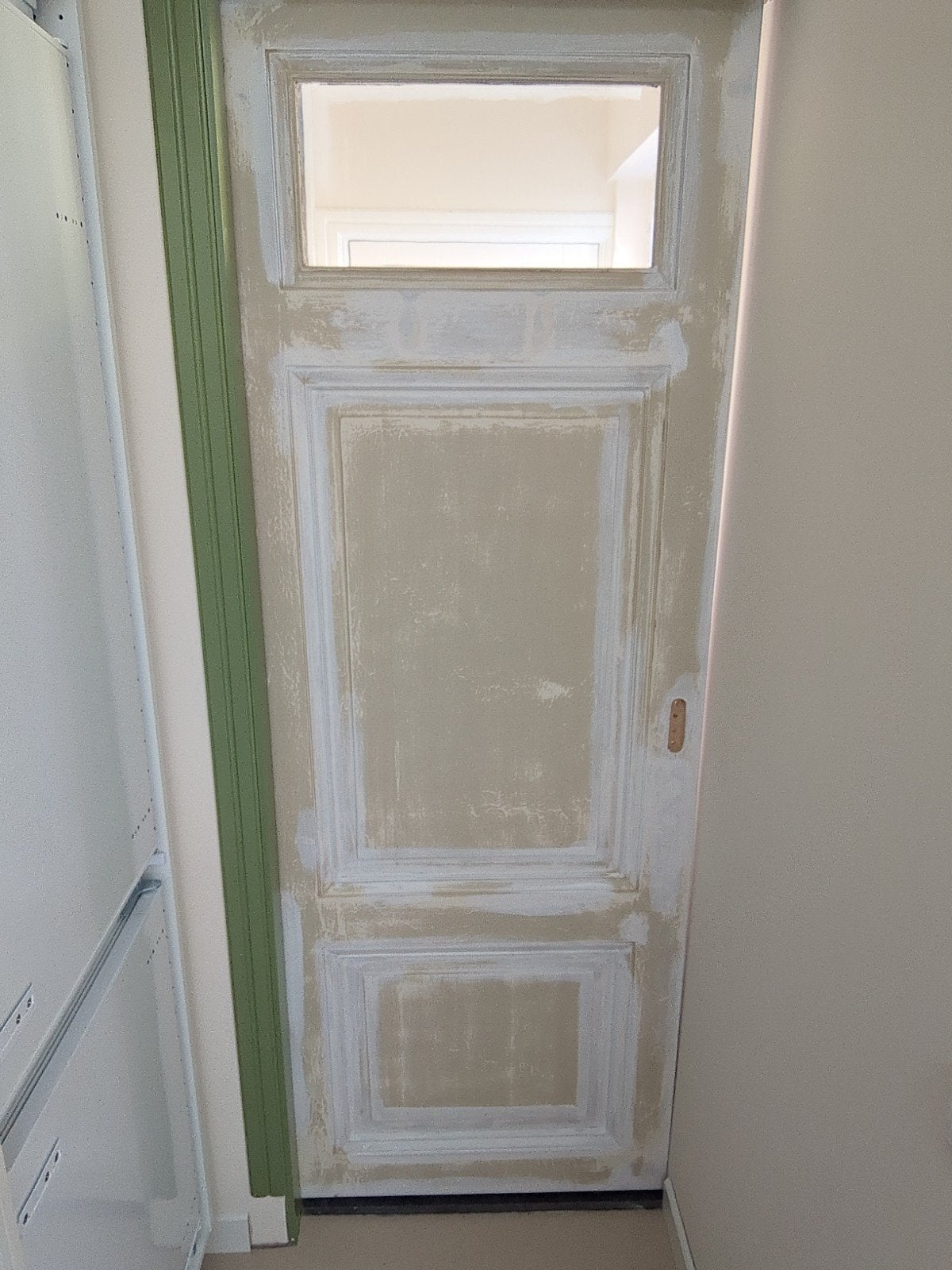 Paneeldeur met glas jaren 30, Doe-het-zelf en Verbouw, Deuren en Horren, Ophalen, Gebruikt, 215 cm of meer, Binnendeur