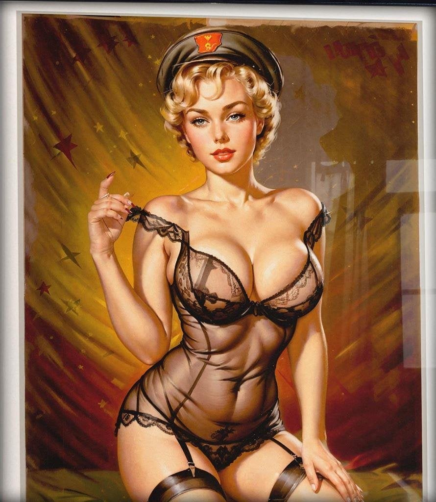 [Poster in Frame] Sexy Leger USA WW2 Blonde Pin up, Verzenden, Landmacht, Amerika, Foto of Poster