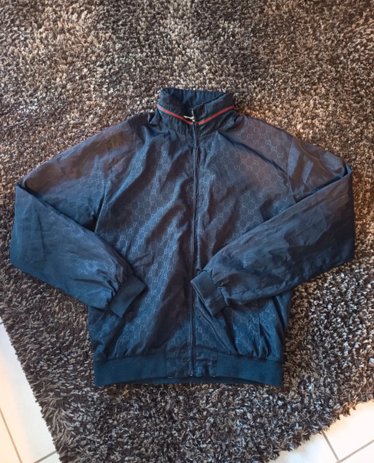 Gucci Vintage Monogram Jas - Navy Blauw Piece, Ophalen, Zo goed als nieuw, Maat 46 (S) of kleiner, Blauw