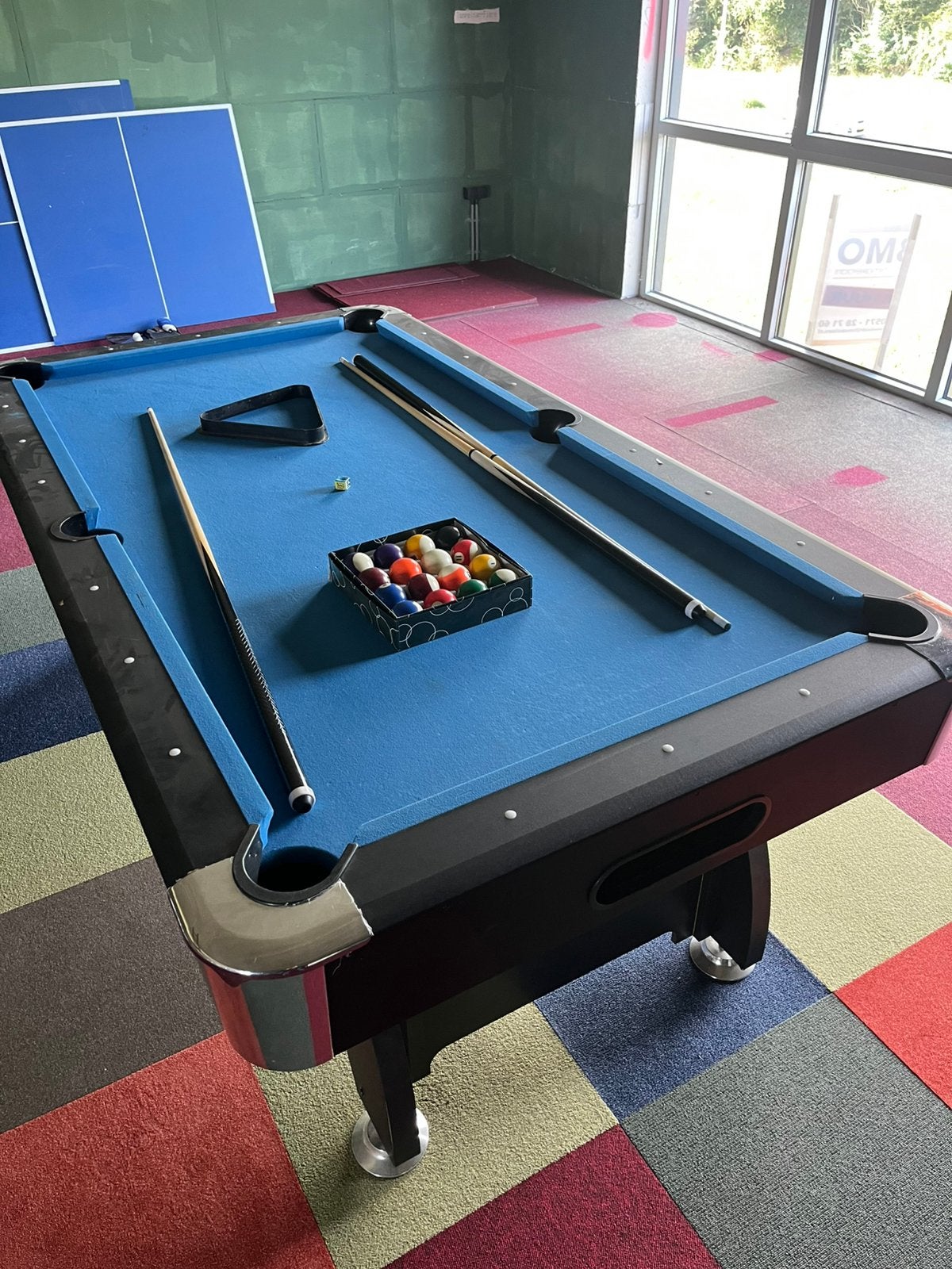Poolbiljart met tafeltennis mogelijkheid., Ophalen, Zo goed als nieuw, Keu of Ballen