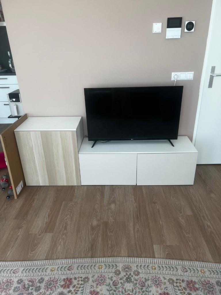 Besta IKEA tv-meubel (+ evt Q-smarter beeldscherm), Ophalen, Overige materialen, 100 tot 150 cm, Zo goed als nieuw